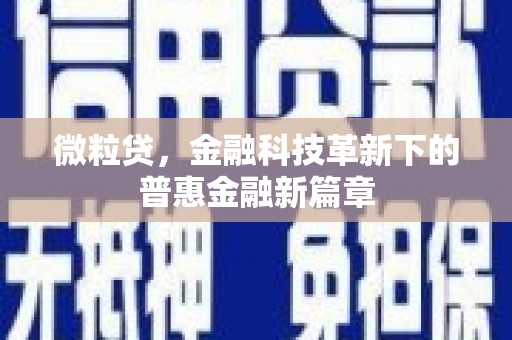 梓官微粒贷，金融科技革新下的普惠金融新篇章